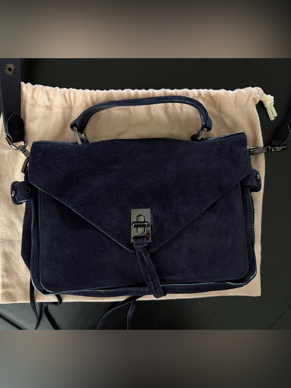 Rebecca Minkoff Navy Suede Top-Handle Crossbody Bag